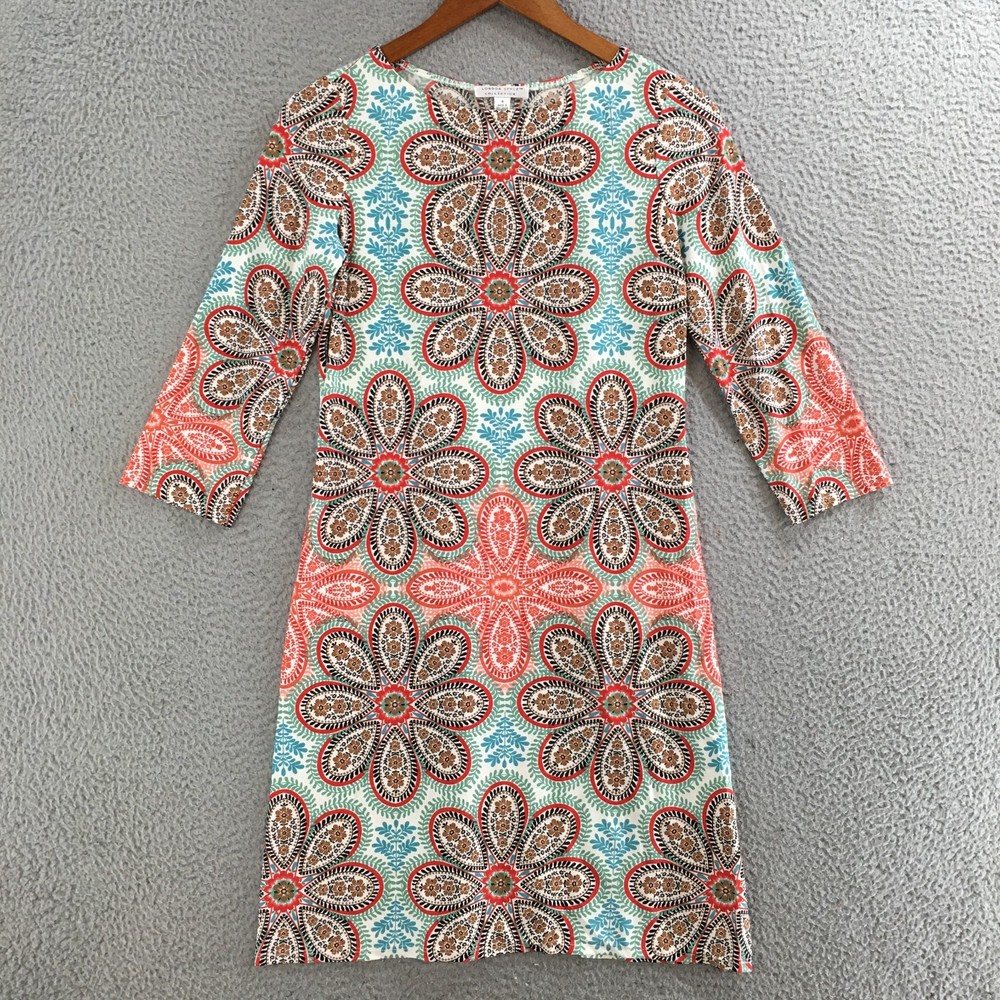 London Style Collection Sheath Dress Womens 4 Floral Print 3/4 Sleeve Multicolor