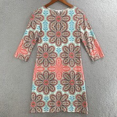 London Style Collection Sheath Dress Womens 4 Floral Print 3/4 Sleeve Multicolor