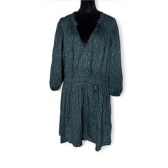 GAP Teal Paisley V-Neck Long Sleeve Dress
