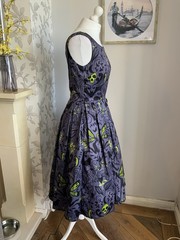 Lindy Bop Dress Size 12 & Cardigan Halloween Retro Gothic Print Midi Lana 50’s