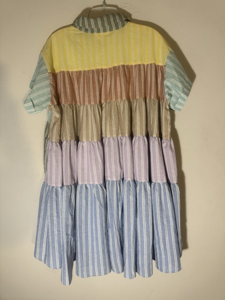 Oil & Hali Layered Button Down Tunic Shirt Dress oversized Size S