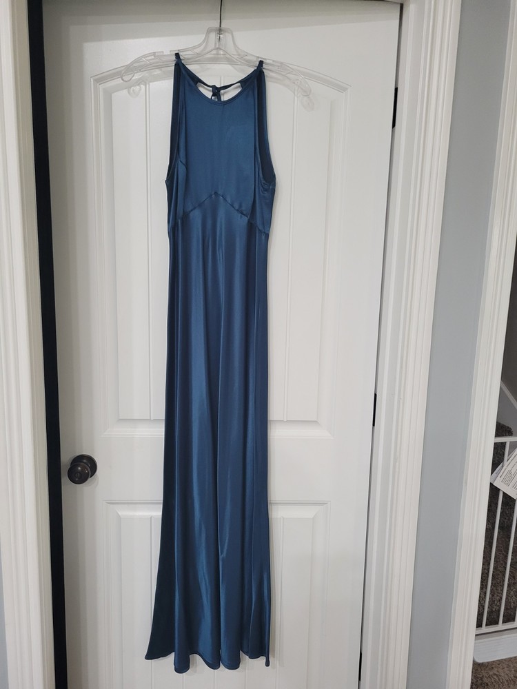 Vintage 90s PEACOCK blue Sleeveless Long Dress Size
