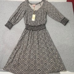 Plenty by Tracy Reese Smocked Peasant Dress P Black Medallion Kimono Boho NWT