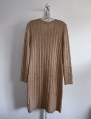 Talbots Cable Knit Button Shoulder Sweater Dress Camel Beige NWT Size Medium