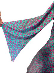 Aryeh Pink Teal Shift 3/4 Length Bell Sleeve Stretch Dress Medium