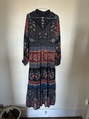 Anthropologie Farm Rio Crochet Maxi Dress