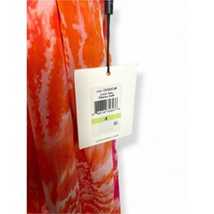 NEW Calvin Klein Halter Mini Dress in Coral-Pink Orange Print gold chain size 4