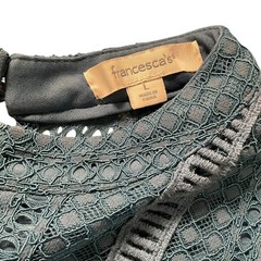 Coquette Romantic Old Money Francesca&rsquo;s Blue Lace Zip Back High Neck Size Large