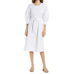 New ~ NORDSTROM ~ Puff Sleeve Belted 100% Cotton Dress ~ Small