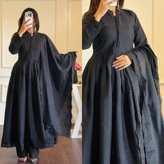 Designer Roman Silk Embroidered Gown Set Dupatta Party Wedding Anarkali Dress