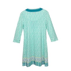 Cabana Life UPF 50+ Aqua Geometric Shift Dress Resort Beach Size M
