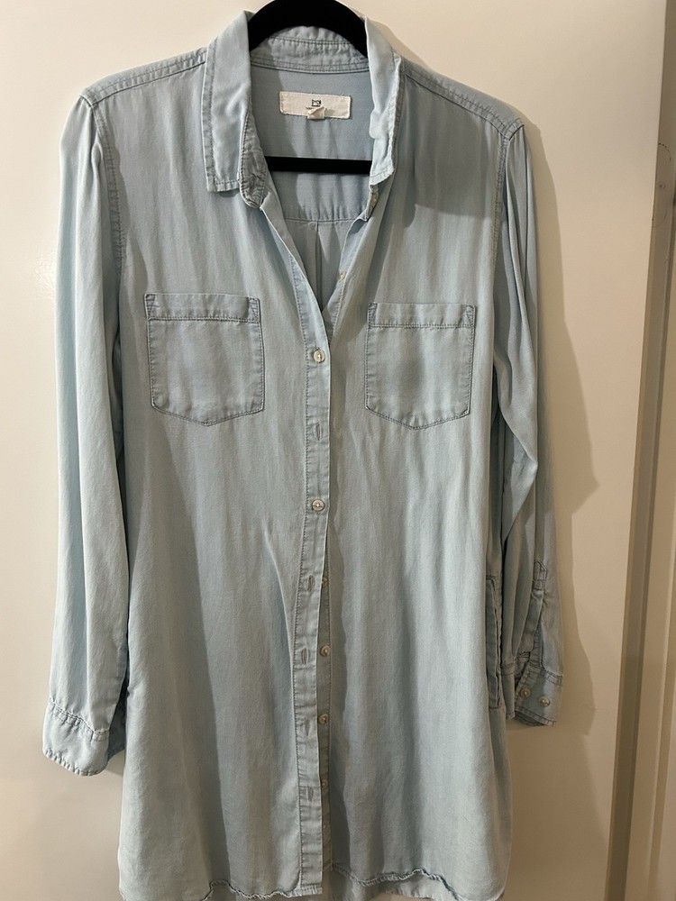 Thread and Supply Button Down Dress with Pockets Size Large Blue