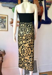 Exotic BLACK & GOLD Dress Pyramid Collection Witchy L Strapless Metallic Island