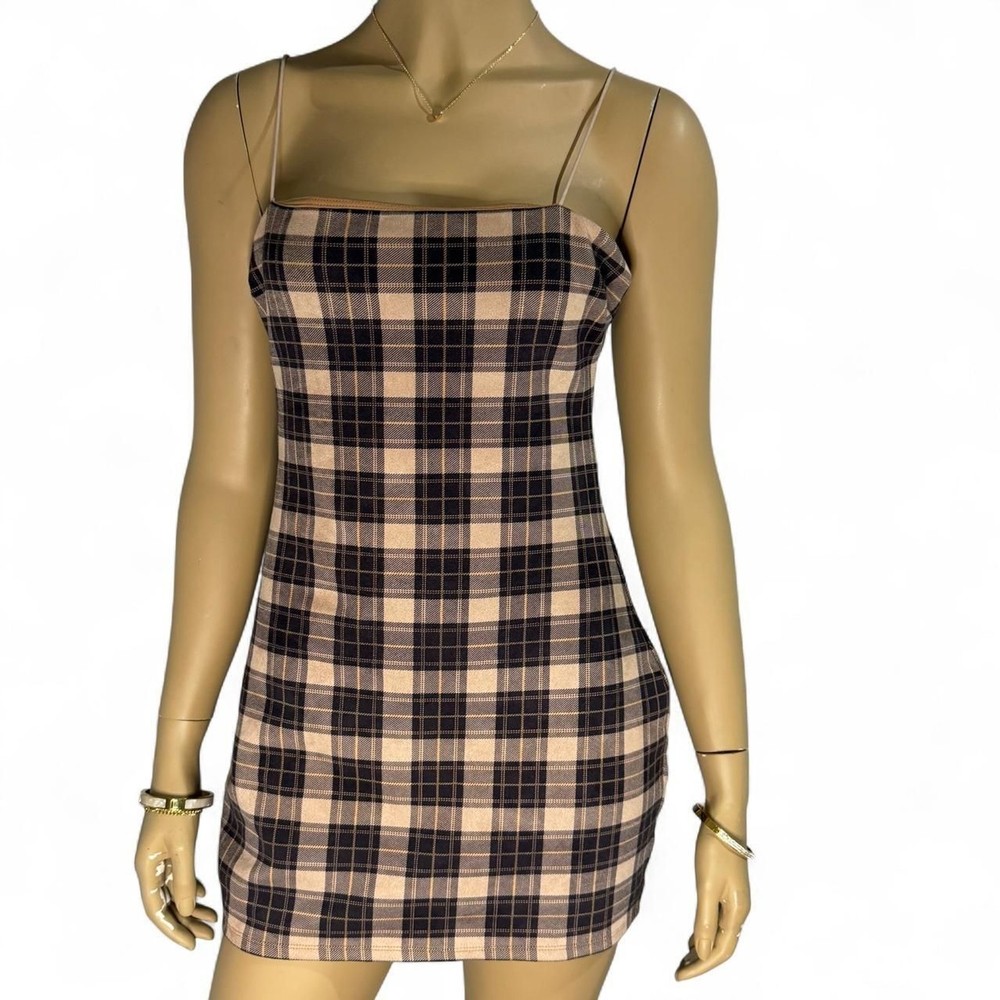 Windsor Y2K Plaid Open Back Bodycon Mini Dress