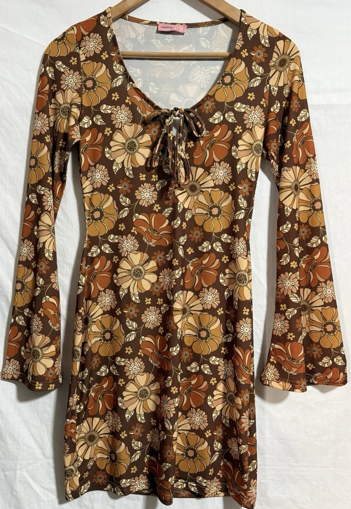 Unbranded Floral Flare Sleep Casual Bodycon Mini Dress Size slender 8-10