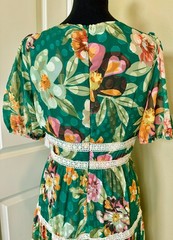 NWT INA Women&rsquo;s Multi Floral Green Midi Dress Size S