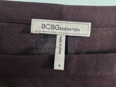 BCBGeneration Brown Solid Knit Maxi Dress 8 Square Neck Draped Stretch Pullover