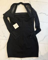 NBD Black Off-Shoulder Mesh Bodycon Mini Dress Sheer Stretch Cut-Out M