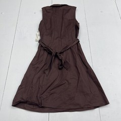 6 Degrees Brown Pleated Ruffle Button Front Dress Women’s Size Large