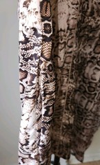 NWT~ HALSTON Brwn/Beige/Blk Animal snake Print Shift Dress V-NeckShortSleeve S/P