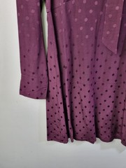 Albaray Jacquard Polka Dot Bow Neck Tie Dress Burgundy Size 12 £89 RRP New