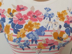 Joules Ladies Size 10 12 Pink White Mix Stripe Floral Riviera Print Dress Sun