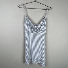Rails Women&rsquo;s Linen Mini Dress Canela Stripe White Gray Small Summer Spring