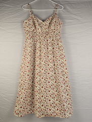 Old Navy Cream Floral Smocked V-Neck Strappy Midi Sundress M Sleeveless