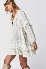 Free People FP One Tamasi Tunic Convertible V Neck Oversized Ruffle Dress New S