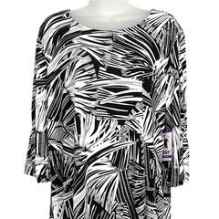Alexandra Oak Black White 3/4 Bell Sleeve Dress Stretch Flounce NWT Plus Sz XXL