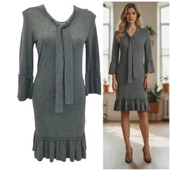 Cable & Gauge Dress Womens Small Lot Coat Sweater Ruffle Bell Tie Work Office
