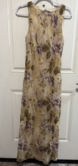 Connected Apparel Beige/Purple Floral Polyester Chiffon Keyhole Maxi Dress 10