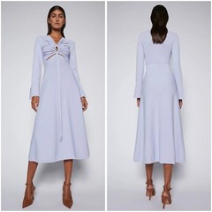 Scanlan Theodore Crepe Knit Keyhole Dress Size S Lilac Long Sleeves Lilac Midi
