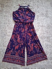 London Times Midi Culotte/pants Sz 12 Floral Halter Neckline Elastic Waist