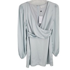 NEW Lovers And Friends Medium Desi Mini Dress light faded blue Satin Fabric