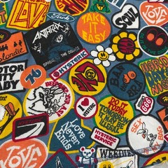 Hysteric Glamour Y2K Sticker Patch All-Over Print Cotton Camisole Slip Dress