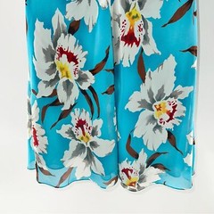 ABS Allen Schwartz Strapless Mini Blue w/White, Green, Red Floral Print Dress-4
