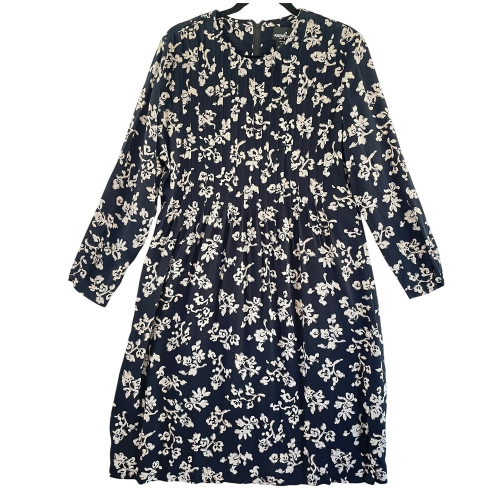 Positive Attitude Floral Print Women Dress Pleated Long Sleeve Career Casual 16