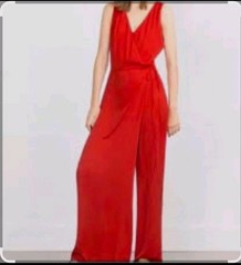 super wide leg Zara Red Long Crossover Jumpsuit size small