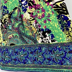 ECI New York Green Boho Sundress Womens 8 Patchwork Paisley Babydoll Shift Beach
