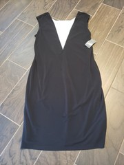 New Donna Ricco Black & White Straight Dress Size 14 Color Block Cocktail