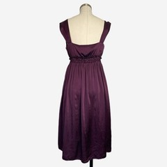 Max Studio Studio M Purple plum silk babydoll mini dress smocked beaded v-neck S