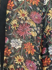 Cinq a Sept black floral silk mini dress size 8, v-neck, black ribbon accent