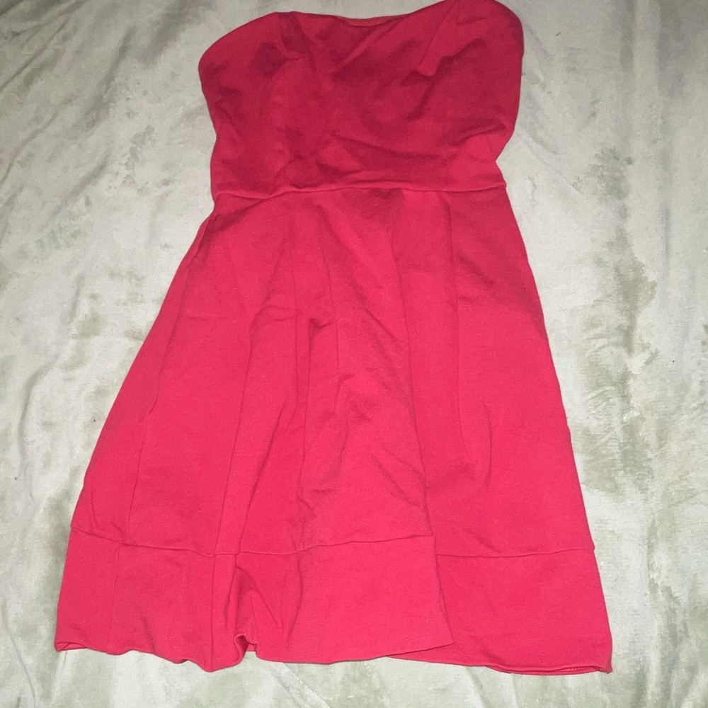 silence + noise Red Mini Dress S Fit & Flare Sweetheart Strapless Zip 191