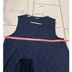 JODIFL Womens Navy Blue Textured Dot Sleeveless V Neck Casual Dress Size L