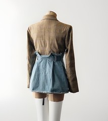 Akira Minding Mine Size Small Hybrid Tailored Plaid Blazer w/ Denim Skirt