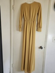Baltic Born Yellow Solid Jersey Maxi Dress XS V-Neck Long Sleeve Tie Waist