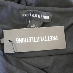 PrettyLittleThing Black Halter Neck Maxi Dress Size 10 US 14 UK Slinky Ruched NW