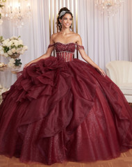 Princess Burgundy Quinceanera Dresses Off the Shoulder Sweet 15 16 Ball Gowns