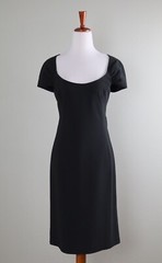ST. JOHN CAVIAR COLLECTION $1295 Solid Black Silk Lined Sheath Dress Size 8